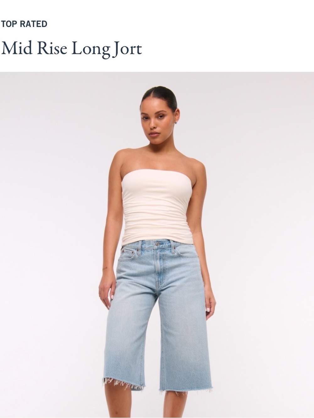 Mid Rise LongJort Women's Light Wash Denim Culottes
